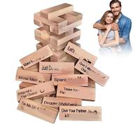 XUDUOO Juegos de parejas Lust Tumbling Tower para adultos, juego travieso de madera de 48 piezas, diversión de fiesta en interiores, bloques apilables de San Valentín, regalos para adultos, juego de