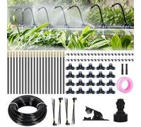 XUDUOO Sistema de riego para jardín, riego de jardín ajustable 360°, kit de manguera de riego de 20 m con 20 boquillas ajustables para balcón, plantas, paisaje, invernadero, terraza, vacaciones