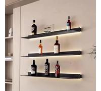 XUEBMA Estante Expositor Flotante Con Iluminación Incorporada Luces LED Estante Iluminado Montado En La Pared Estante Expositor Iluminado De Aluminio Para Entrada Bar Encimera Baño(Gold,120x20x6cm)