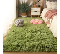 XUEDNGM Alfombra Alfombra Salon 250 x 290 cm Unicolor Lavable Suave, Parte Inferior Antideslizante, Antideslizante Alfombra Suave y Mullida Alfombra Esponjosa de Cama para Salón, Verde