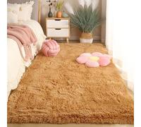 XUEDNGM Alfombra de Pelo Largo 100 x 300 cm Parte Inferior Antideslizante, Lavable hasta 30 Grados, Muy Suave Alfombra Suave para Salón Washable Rugs Living Room para Salón, Beige Oscuro