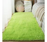 XUEDNGM Alfombra de Pelo Largo 110 x 130 cm Suaves de La Pelusa, Lavable y Antideslizante, Muy Suave Alfombra Shaggy Pelo Alfombras de Habitacion Modernas para Salón, Verde Claro
