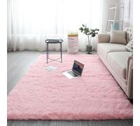 XUEDNGM Alfombra de Pelo Largo 50 x 100 cm Unicolor Lavable Suave, Parte Inferior Antideslizante, Antideslizante Alfombra Salón Dormitorio Alfombra Antideslizante Decoración para Salón, Rosa