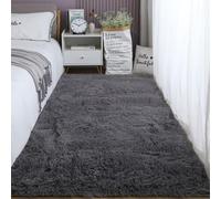 XUEDNGM Alfombra de Pelo Largo 60 x 150 cm Modernas Pelo Largo Lavables, Suave, Esponjosa, Antideslizante Color Sólido Alfombras Salon Alfombras Salon Modernas para Salón, Gris