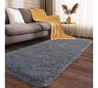 XUEDNGM Alfombra Moderna Alfombras Salon 90 x 180 cm Parte Inferior Antideslizante, Mullida, Super Suaves Alfombra de Salón Modernas Alfombra Shaggy Pelo Alto, Gris