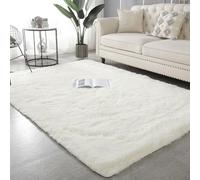 XUEDNGM Alfombra Salon de Habitacion 90 x 90 cm Suaves de La Pelusa, Lavable y Antideslizante, Muy Suave Alfombra Salon Pelo Largo Lavables para Salón, Blanco