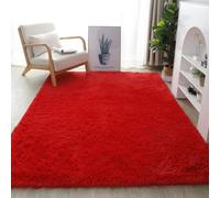 XUEDNGM Alfombras de Área Alfombras Salon 60 x 120 cm Suaves de La Pelusa, Lavable y Antideslizante, Muy Suave Alfombra Dormitorio Antideslizantes para Salón, Rojo