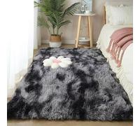 XUEDNGM Alfombras Dormitorio Modernas 110 x 210 cm Modernas Pelo Largo Lavables, Suave, Esponjosa, Antideslizante Dormitorio Alfombra Mullida Antideslizante para Salón, Gris Oscuro