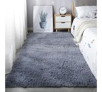 XUEDNGM Alfombras Dormitorio Modernas 140 x 150 cm Parte Inferior Antideslizante, Lavable hasta 30 Grados, Muy Suave Alfombra Antideslizante Esponjosa Alfombra Lavable para Salón, Gris