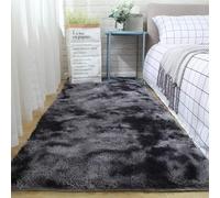 XUEDNGM Alfombras Dormitorio Modernas 80 x 170 cm Suaves de La Pelusa, Lavable y Antideslizante, Muy Suave Alfombra Sala de Estar-Dormitorio Alfombra Moderna para Salón, Gris Oscuro