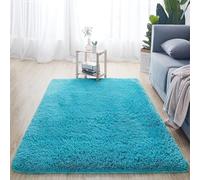 XUEDNGM Alfombras Salón Pelo Largo 40 x 150 cm Parte Inferior Antideslizante, Lavable hasta 30 Grados, Muy Suave Alfombra Dormitorio Antideslizantes para Salón, Azul Cielo
