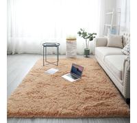XUEDNGM Alfombras Salón Pelo Largo 90 x 120 cm Unicolor Lavable Suave, Parte Inferior Antideslizante, Antideslizante Alfombra Suave para Salón Washable Rugs Living Room para Salón, Camello