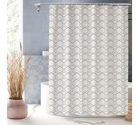 XUEDNGM Cortina Bañera Antimoho 150 x 170 cm Cortina de Ducha de Poliéster Dobladillo Ponderado, Personalizable, Secado Rápido, Lavable, con Ganchos, geometría