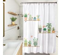 XUEDNGM Cortina Bañera Antimoho 90 x 190 cm Cortina de Bañera Cortinas de Baño Antimoho Dobladillo Ponderado, Personalizable, Secado Rápido, Lavable, con Ganchos, Planta en Maceta