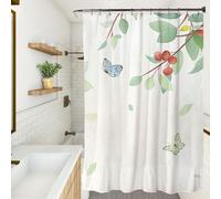 XUEDNGM Cortina de Ducha Antimoho 130 x 170 cm Cortinas de Baño Decorativas Cortina Baño Dobladillo Ponderado, Personalizable, Secado Rápido, Lavable, con Ganchos, Mariposa