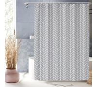 XUEDNGM Cortina Ducha Antimoho 80 x 195 cm Cortinas de Baño Cortina de Ducha Poliéster Personalizable, Resistente Al Moho, Fácil de Limpiar, Lavable, con Ganchos, Ondas Grises