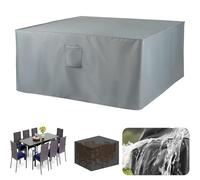XUEDNGM Funda Mesa Exterior Jardin Impermeable 135 x 90 x 90 cm, Paño de Oxford 420D, Anti-UV, Resistente Desgarro Funda Protectora Muebles Jardin Impermeable, Gris