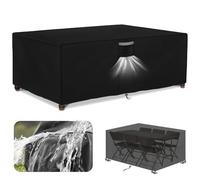 XUEDNGM Funda Mesa Jardin Cuadrada Impermeable 55 x 55 x 50 cm, Paño de Oxford 420D, Antipolvo, Resistente Desgarro Funda para Mesa Exterior Fundas Muebles Exterior, Negro