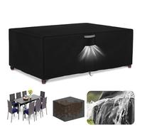 XUEDNGM Funda para Mesa de Jardin Pequeña Exterior 75 x 50 x 45 cm, Paño de Oxford 420D, Anti-UV, Antipolvo Funda Protectora Exterior Impermeable Resistente, Negro