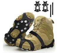xuefenfei 11 Dientes Crampones de Acero Inoxidable para Zapatos Botas, Crampones Antideslizantes para Cámping Alpinismo Caminata sobre Nieve y Hielo (M)
