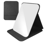 xuefenfei Espejo Portátil Plegable, Espejo De Maquillaje Plegable, Super HD Mirror De Viaje Portátil De Cuero De PU, para Dormitorio, Viajes, Camping (Negro, 21 x 15 cm)