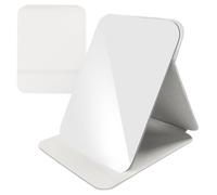 xuefenfei Espejo Portátil Plegable, Espejo De Maquillaje Plegable, Super HD Mirror De Viaje Portátil De Cuero De PU, para Dormitorio, Viajes, Camping (Blanco, 21 x 15 cm)