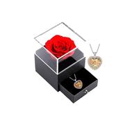 xuehaostore Rosa Eterna con Collar, Regalo de Rosa Preservada para Mujer, Regalo di gioielleria per Donna Regalo di Compleanno/Natale/di San Valentino (Oro)