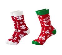 XUEHOU 2 Pares Calcetines Navideños para Mujer y Hombre Calcetine Invierno Nieve Cálidos Invierno Calcetines Calendario Adviento Navideños Algodón 36-45 para Otoño, Invierno