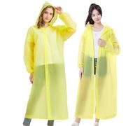 XUEHOU 2 Ponchos de lluvia impermeables para mujer y hombre, amarillo, transparentes, con capucha, para exteriores, senderismo, plegables