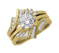 XUEJIANN Juego de anillos chapados en circonita cúbica redonda, para boda, compromiso, cuadrado, eterno, para mujeres, novias, madres, amantes, joyas para adolescentes, 7, Metal, Sin piedras preciosas