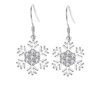 XUEJIANN Pendientes pequeños para mujer, diseño de copo de nieve, con diseño de flor de invierno, para Navidad, segundo pendiente, talla única, Zinc, Sin piedra preciosa