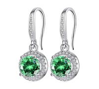 XUEJIANN Pequeños aretes de aro de piedra redonda con moissanita femenina es conocida por su índice de refracción superior y colores ardientes. Los aretes con 13 pares de aretes colgantes de gota,