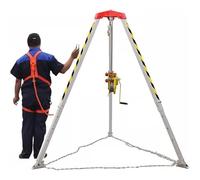 XUELOMZ Trípode de Rescate para Espacios confinados con cinturón de Seguridad, Sistema de Cuerda de Rescate contra Incendios de Emergencia de Aluminio con Patas telescópicas, equ
