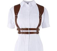 XUELUMEI Cinturón Decorativo Cinturón De Arnés para Mujer Faja Sexy para Mujer Cinturón Hecho A Mano Camisa Decorativa Vestido Chaleco con Hebilla Lisa Arnés para Mujer Marrón
