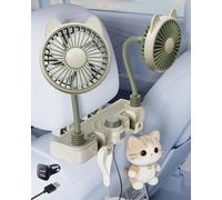 xuenair Ventilador de asiento de coche con brazo de manguera dual alimentado por USB, bonito ventilador de coche para asiento trasero, niños y bebés, 5000 rpm, silencioso y potente, ventilador