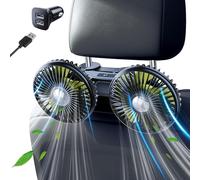 xuenair Ventilador de coche para asiento trasero para niños, ajustable, recargable, ventilador de doble cabezal alimentado por batería para asiento de coche, asiento trasero, reposacabezas para