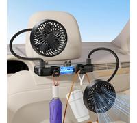 xuenair Ventilador recargable de 3000 mAh de doble manguera 360 para coche, SUV, RV, camioneta, reposacabezas de vehículo, ventilador de asiento de coche para bebés y niños, orientación trasera