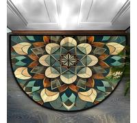 xueneige 3D Ilusión Óptica Semicírculo Terciopelo Cristal Felpudo Patrón Bohemio Étnico Antideslizante Casa Entrada Exterior Baño 40x60cm 50x80cm 60x90cm 80x120cm