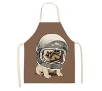 xueneige Delantal con Impresión de Perro Cartoon Anime Colgado del Cuello para Cocina Casa en Lino Algodón