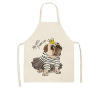 xueneige Delantal con Impresión de Perro Cartoon Anime Colgado del Cuello para Cocina Casa en Lino Algodón