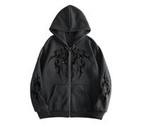 xueneige Sudadera con Capucha de Estilo gótico para Hombre y Mujer Sudadera con Cremallera y Estampado gráfico Y2K Chaqueta Holgada con Capucha Ropa Punk Grunge