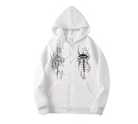 xueneige Sudadera con Capucha de Estilo gótico para Hombre y Mujer Sudadera con Cremallera y Estampado gráfico Y2K Chaqueta Holgada con Capucha Ropa Punk Grunge