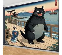 xueneige Tapiz de cultura japonesa con motivo de geisha y samurái Decoración mural artística para sala de estar dormitorio y residencia universitaria