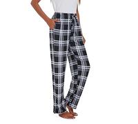 Xuepelit Pyjama Pants Long Ladies Trousers With Pockets And Drawstring Flare Pants Sleep,Black,XL