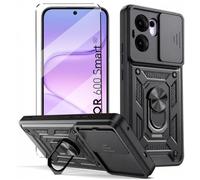 XueqinHu Funda protectora 2 en 1 para teléfono inteligente Honor 600 con protector de cámara deslizante, resistente grado militar, soporte para teléfono