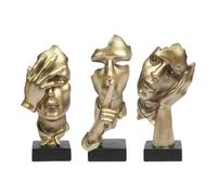 XUEQIZHENG Decoración de Habitaciones, 3 esculturas de Resina No oigo, no Veo, no Hablo, estatuilla Arte Abstracto Moderno for decoración del hogar y la Oficina(Gold)