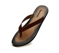 XUEQIZHENG Zapatos de ducha, Chanclas de piel de vaca for hombre: sandalias playeras con clip for verano y actividades al aire libre(Brown,39 EU)