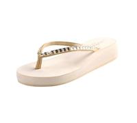 XUEQIZHENG Zapatos de ducha, Chanclas de tacón medio for mujer - de playa con suela gruesa y clip(White,35 EU)