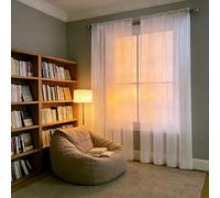 XUEQXUE Cortinas Dormitorio 172 x 182 cm Translúcida, Monocolor, Fácil de Limpiar y sin Arrugas Visillos Salon Paneles para Ventanas Habitación Dormitorio Sala de Estar, Blanco