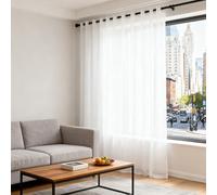 XUEQXUE Cortinas Salon Translucidas 128 x 260 cm Decorativos Suaves, Translúcida, Monocolor, Moderna Cortinas de Gasa Transparente para Sala Cuarto Dormitorio Comedor Cocina Salón, Blanco